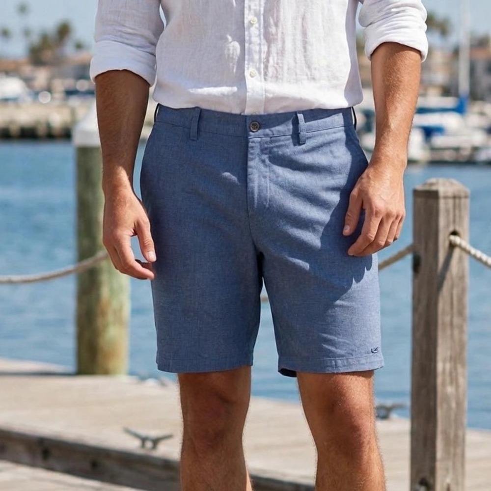 ONeill Mens Hybrid Shorts‎ Blue Heather Micro Stripe Flat Front Size 36